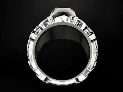 925 Sterling Silver US5-15 Men's Skull Pattern Gothic Biker Designer Look Ring