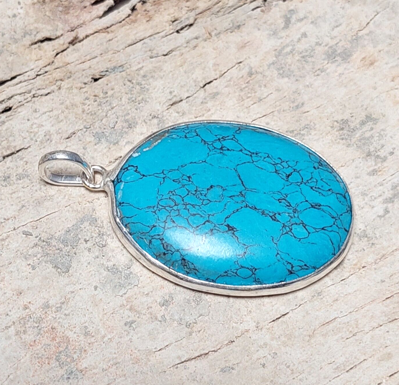 Designer Oval Turquoise Pendant,925 Sterling Silver Pendant,Best Item Gift Women