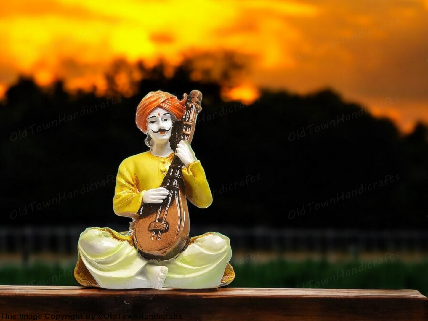 Men Playing Veena Polyresin Idol | Rajasthani Showpiece for Home Decor & Gifts