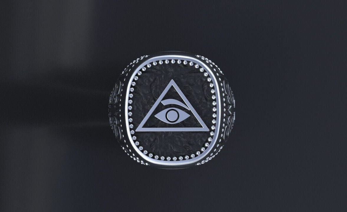 All Seeing Eye Ring 925 Silver Illuminati Pyramid Celtic Knot Design Ring US7-15