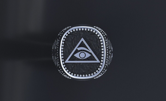 All Seeing Eye Ring 925 Silver Illuminati Pyramid Celtic Knot Design Ring US7-15