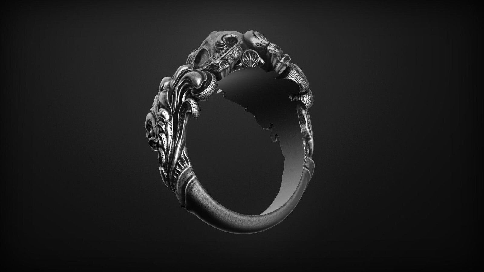 Vintage 925 Silver Skull Ring Bold Handmade Large Dark Aesthetic for Men US5~ 15