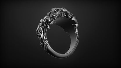 Vintage 925 Silver Skull Ring Bold Handmade Large Dark Aesthetic for Men US5~ 15