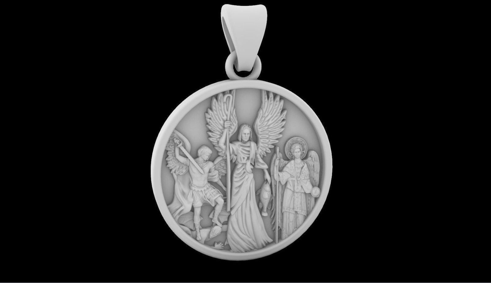 925 Sterling Silver San Miguel Archangel Medal Pendant Women Men Necklace