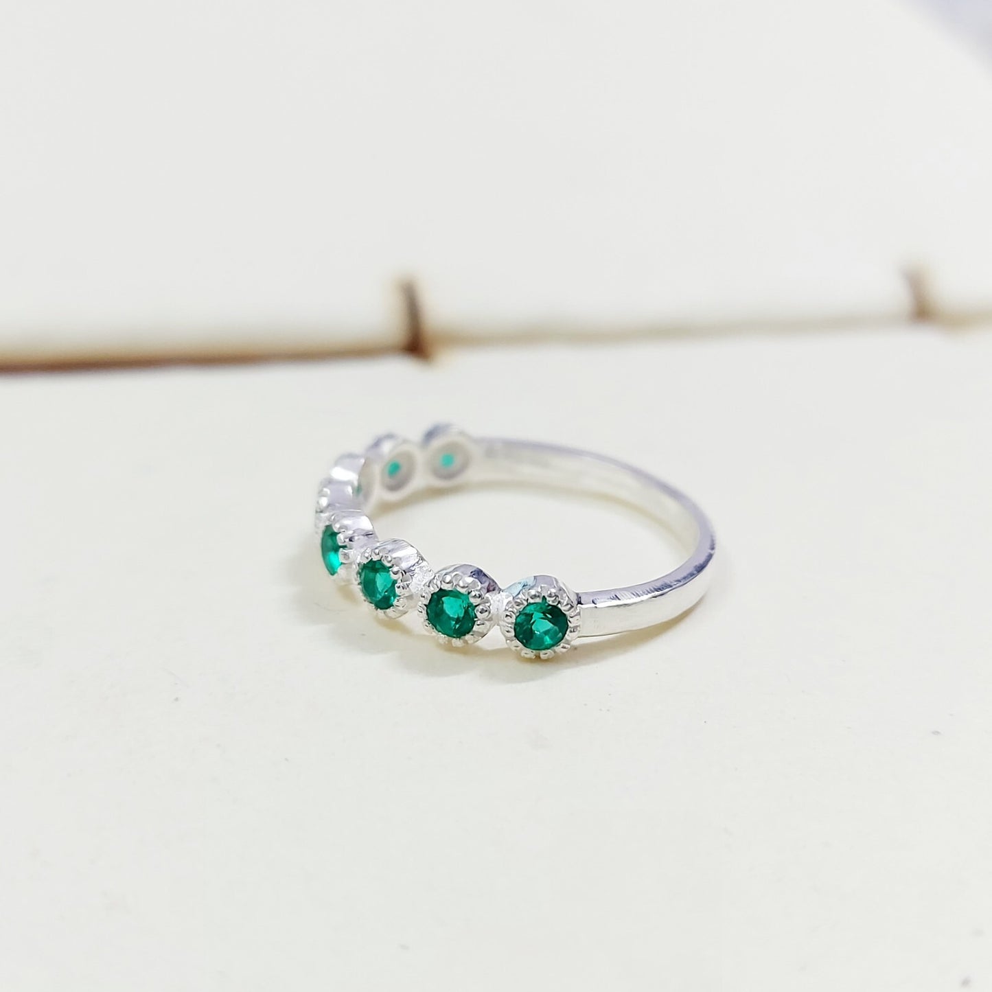 Lab Created Emerald Eternity Band Round Cut Green Emerald Birthstone Ring Us5~15