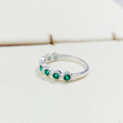 Lab Created Emerald Eternity Band Round Cut Green Emerald Birthstone Ring Us5~15