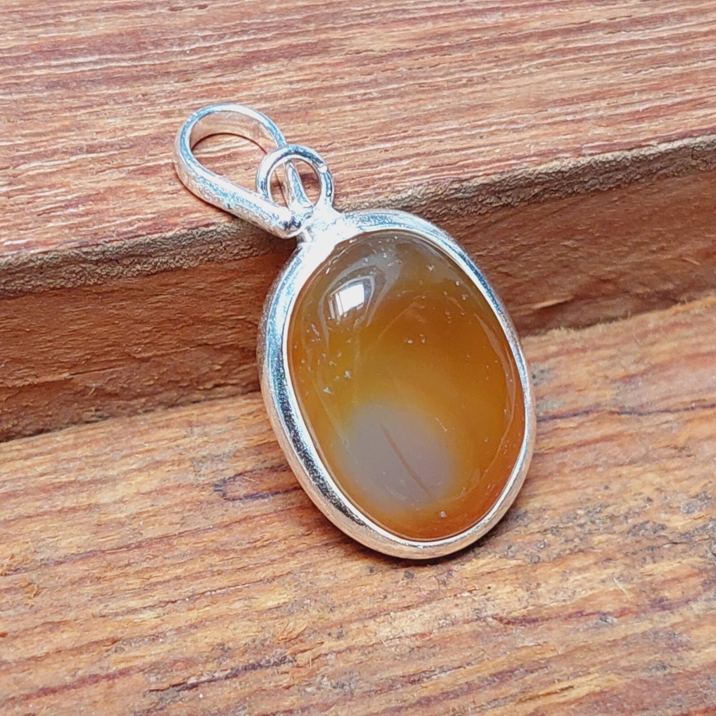 Natural Brown Agate Slice Gemstone Pendant,925 Sterling Silver Bride Necklaces