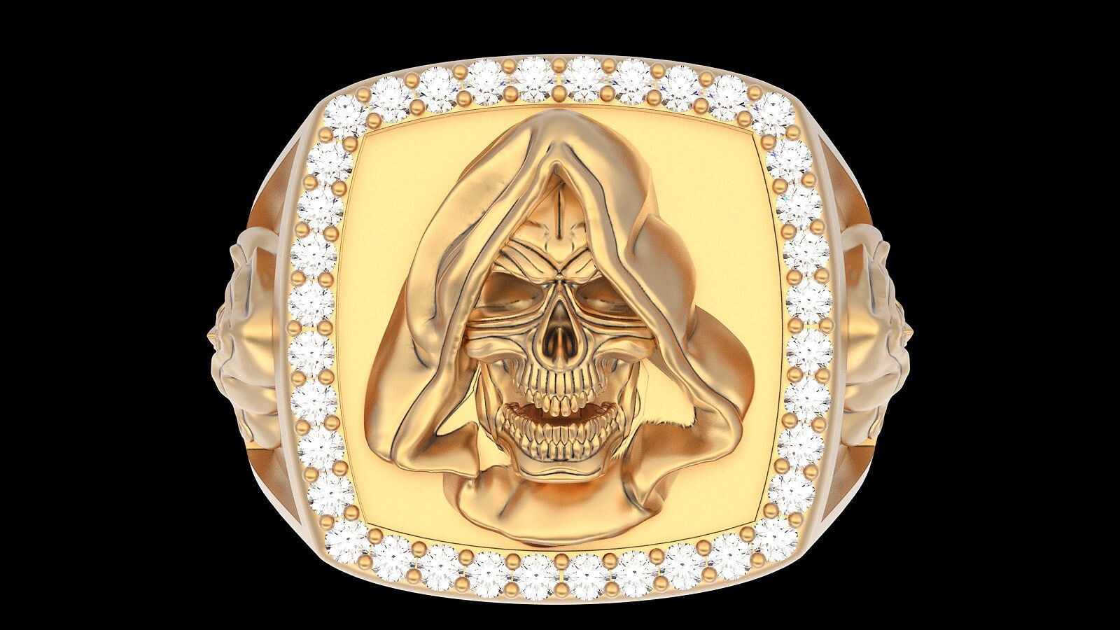 Handmade Santa Muerte Brass CZ Ring Holy Death Biker Gothic Retro Style US5~15