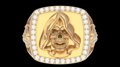 Handmade Santa Muerte Brass CZ Ring Holy Death Biker Gothic Retro Style US5~15