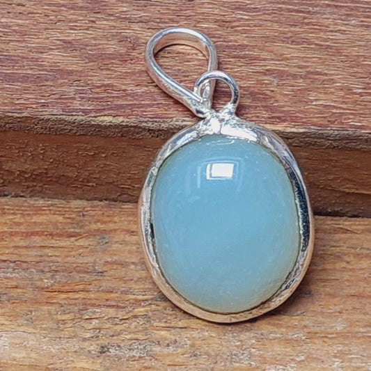 925 Sterling Silver Ovel Opalite Handmade Pendant Necklace,Gift For Friend