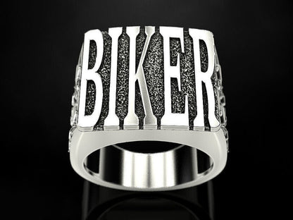 925 Silver Gothic Biker Ring Punk Number Signet Ring US5~15 Cool Gift for Him