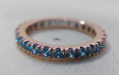 Eternity Topaz Band London Blue Topaz Gemstone Wedding Band Silver Ring Us5~15