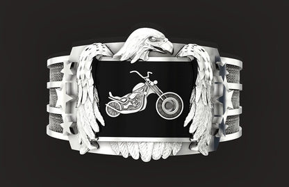 925 Silver Eagle Biker Ring Gothic Punk Signet Ring US5~15 Vintage Style Ring
