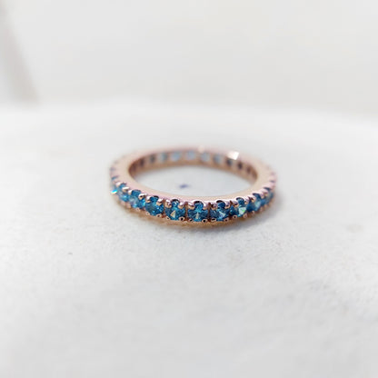 Eternity Topaz Band London Blue Topaz Gemstone Wedding Band Silver Ring Us5~15