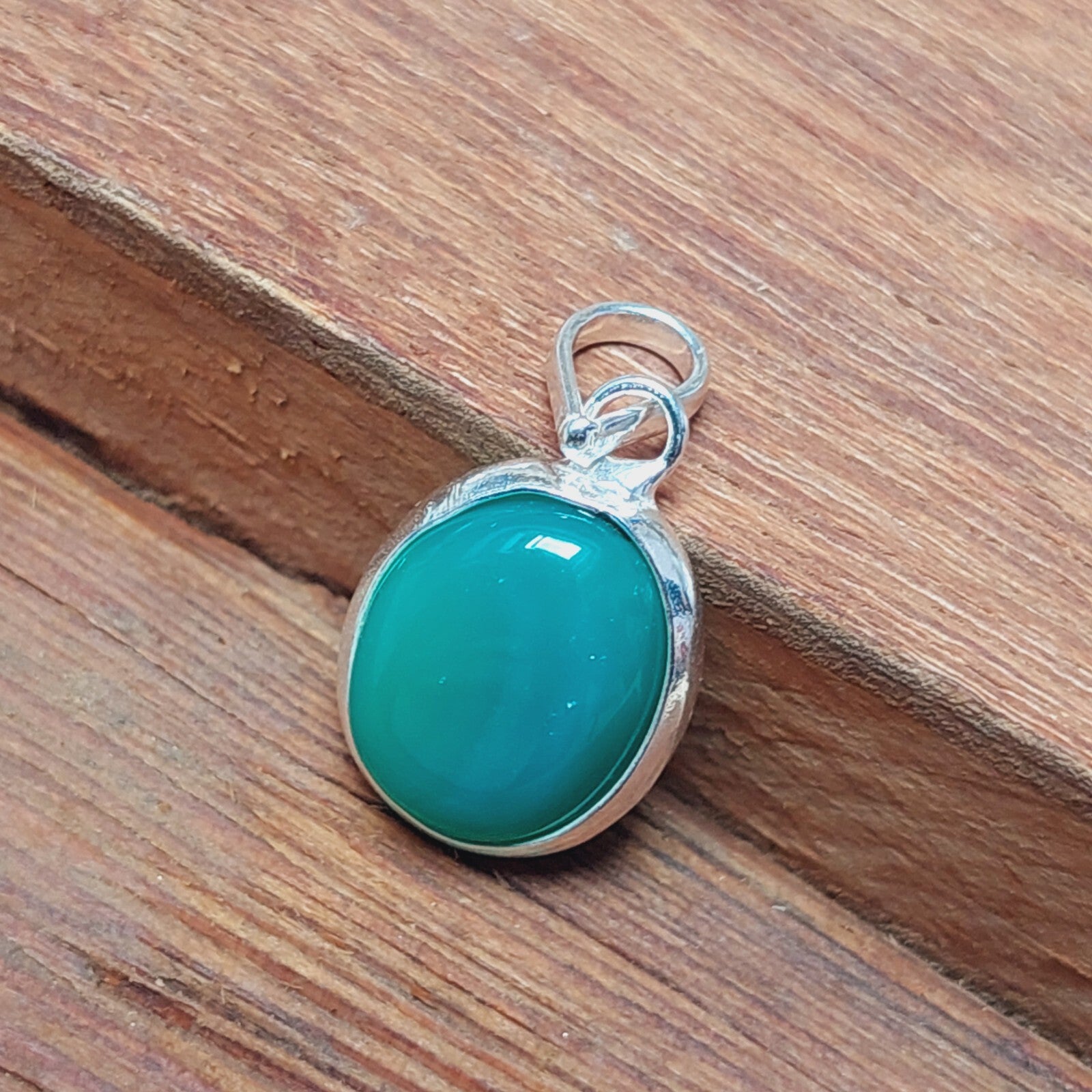 925 Sterling Silver Ovel Green Onyx Handmade Pendant Necklace,Gift For Friend