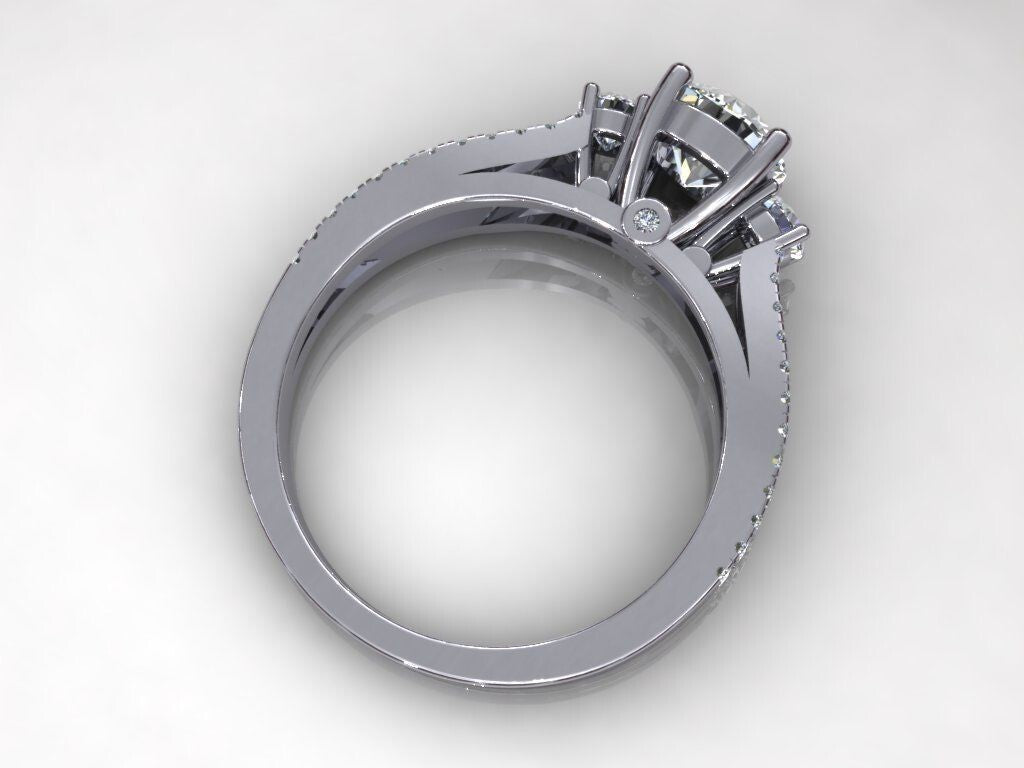 Round Cut Cubic Zirconia Engagement Ring Silver Solitaire Wedding Ring US5-15