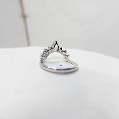 Morganite V Chevron Wedding Band Silver Art Deco Stacking Gift Women Ring US5~15