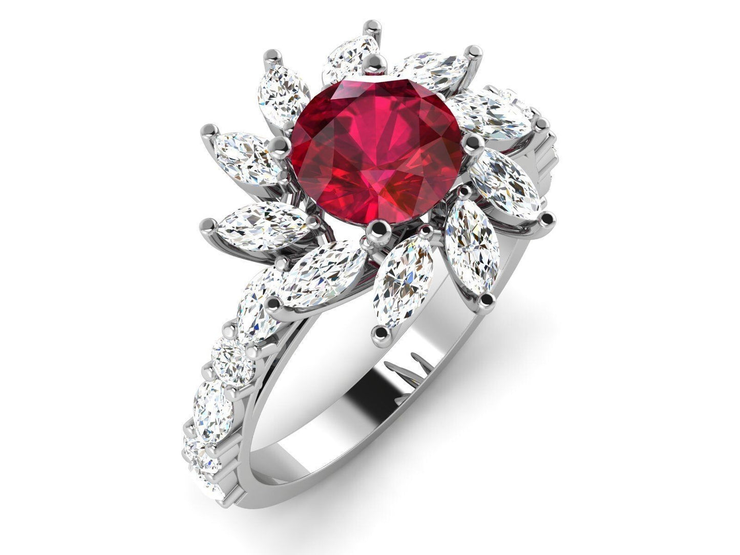 Natural Red Ruby Engagement Ring 925 Silver Moissanite Promise Women Ring US5-15