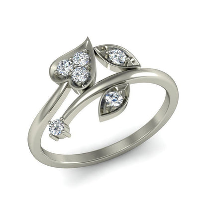 925 Silver Leaf Zircon Ring Dazzling White Cubic Zirconia Handmade Ring Us5~ 15