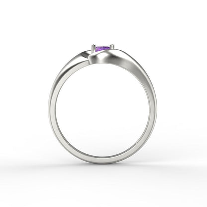 Natural Amethyst Oval Cut Ring 925 Silver Purple Gemstone Curve Band Gift US5-15