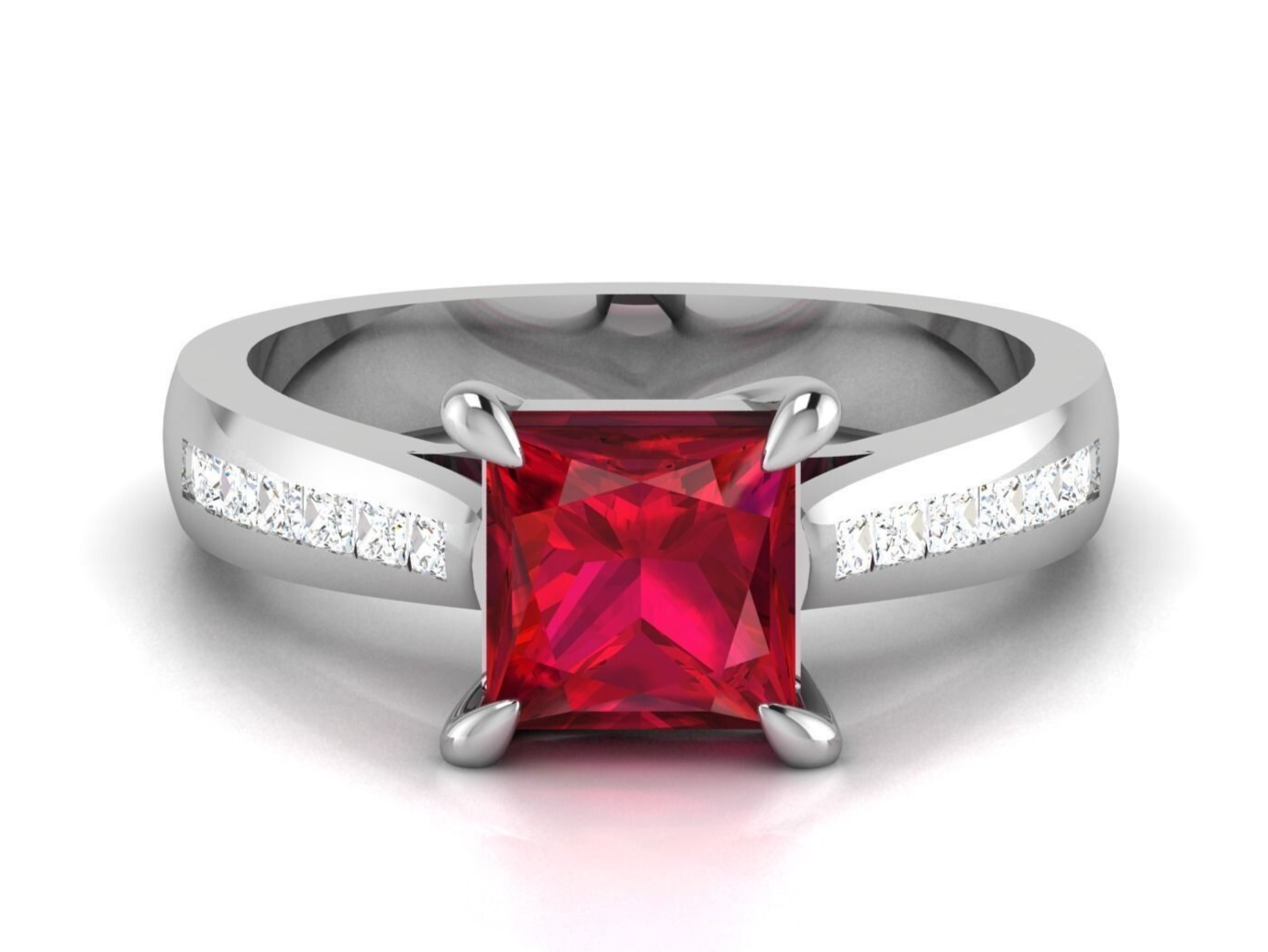 Ruby Princess Cut CZ Lab Grown Diamond Engagement Ring Women Friend Gift US5-15