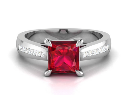 Ruby Princess Cut CZ Lab Grown Diamond Engagement Ring Women Friend Gift US5-15