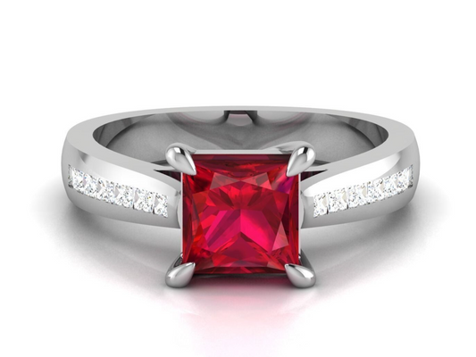 Ruby Princess Cut CZ Lab Grown Diamond Engagement Ring Women Friend Gift US5-15
