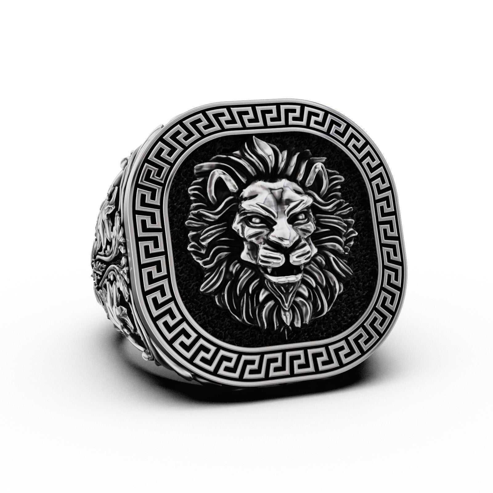 Lion Head 925 Sterling Silver Ring Handmade Men’s Animal Ring Jewelry US5~15