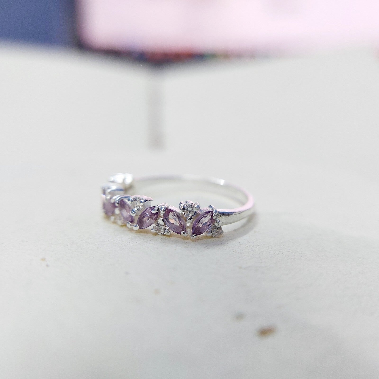 Tanzanite Marquise Target Art Ring 925 Silver Solitaire Accents Gift Band US5-15