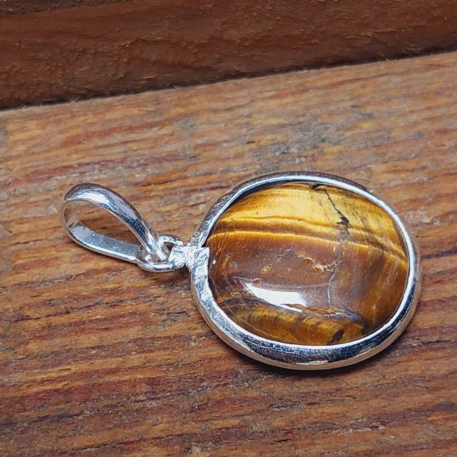 Natural Round Tiger Eye Gemstone Pendant,925 Sterling Silver Bride Necklaces