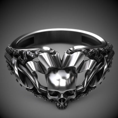 Motorcycle Club Skull Gothic Punisher Biker Ring US7-15 Harley Men Rider Ring