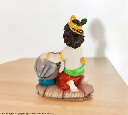 Polyresin Lord Krishna Idol with Dhai Handi Home Decor Showpiece for Pooja Room