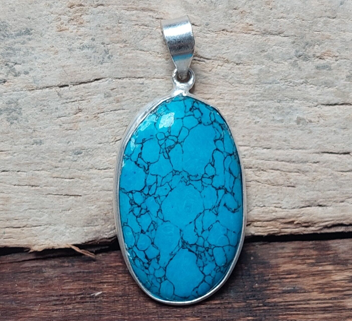 Turquoise Gemstone Sterling Silver Pendant Necklace For Women,Anniversary Gift