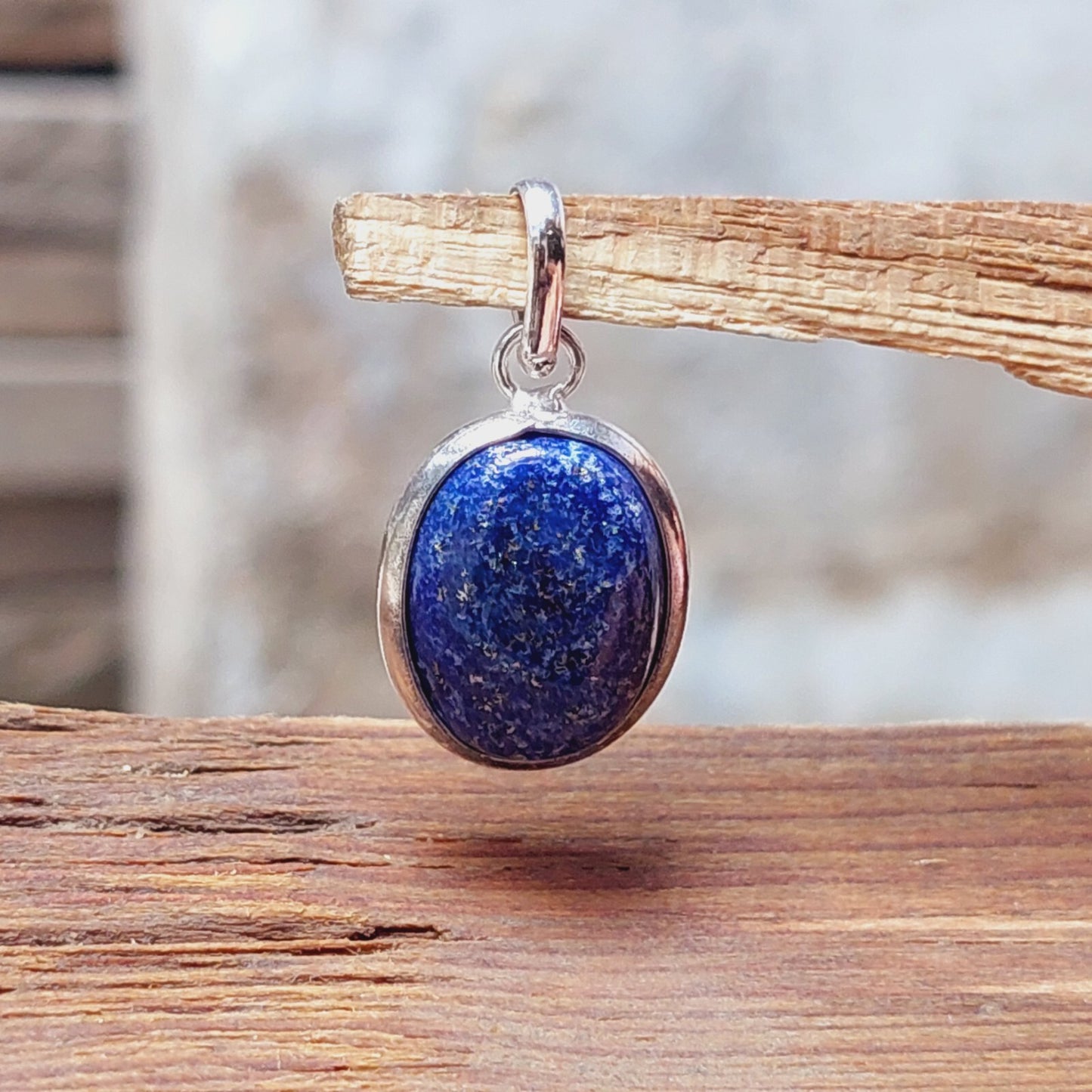 Ovel Blue Lapis Lazuli Pendant,925 Sterling Silver Gemstone Pendant Gift For Her