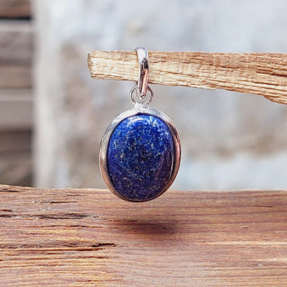 Ovel Blue Lapis Lazuli Pendant,925 Sterling Silver Gemstone Pendant Gift For Her