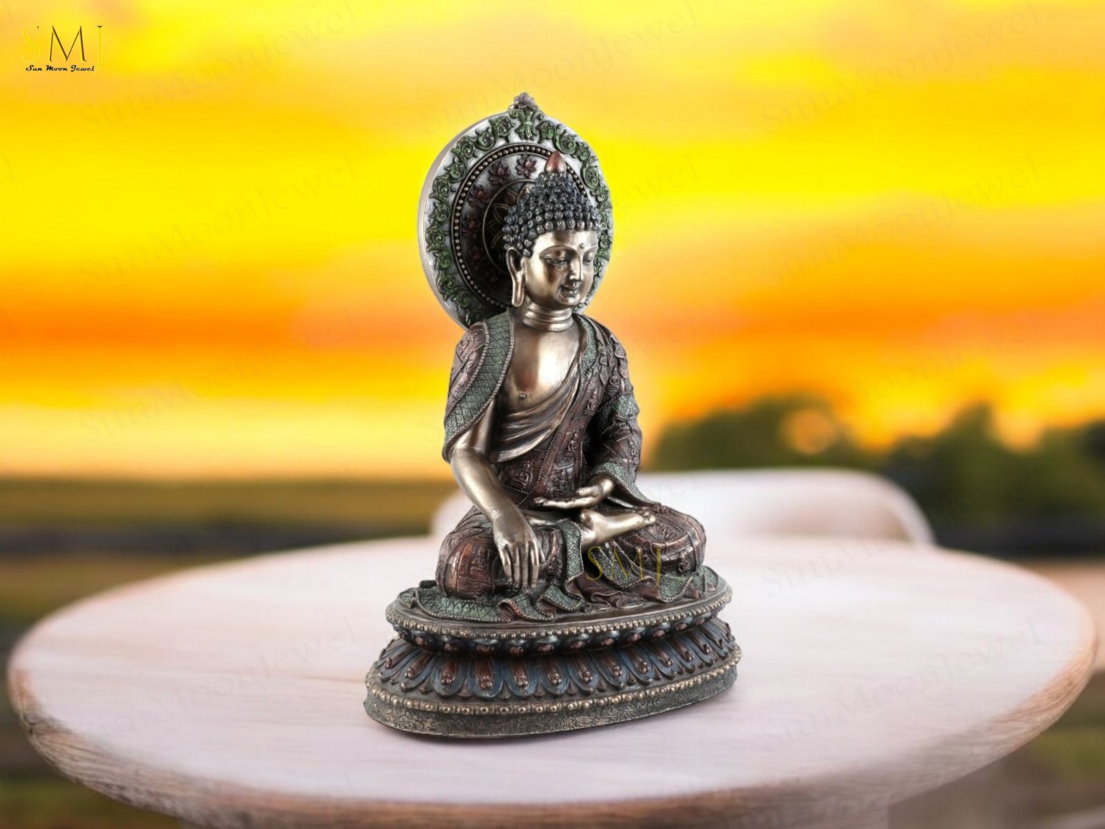 Copper Finish Buddha Statue Buddha Amitabha Meditation & Home Decor And Gift