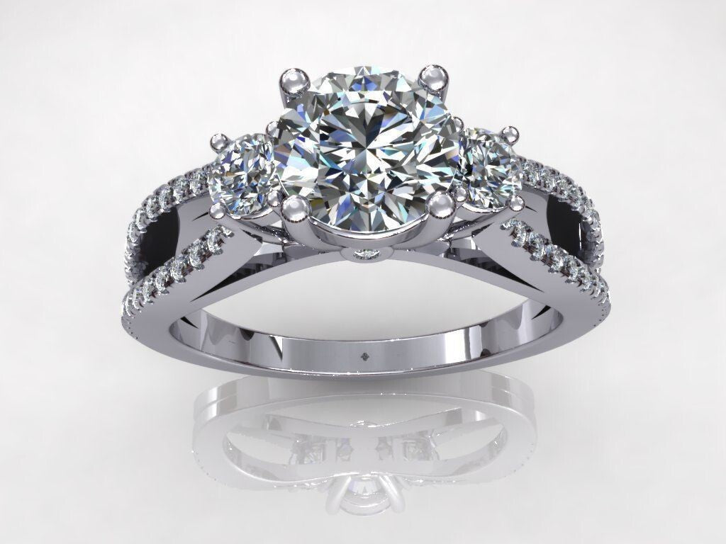 Round Cut Cubic Zirconia Engagement Ring Silver Solitaire Wedding Ring US5-15