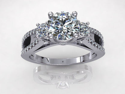 Round Cut Cubic Zirconia Engagement Ring Silver Solitaire Wedding Ring US5-15