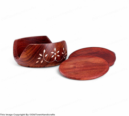 Coaster Handmade Wooden Coaster Set of 6 Lotus Design for Coffee Tea and Milk