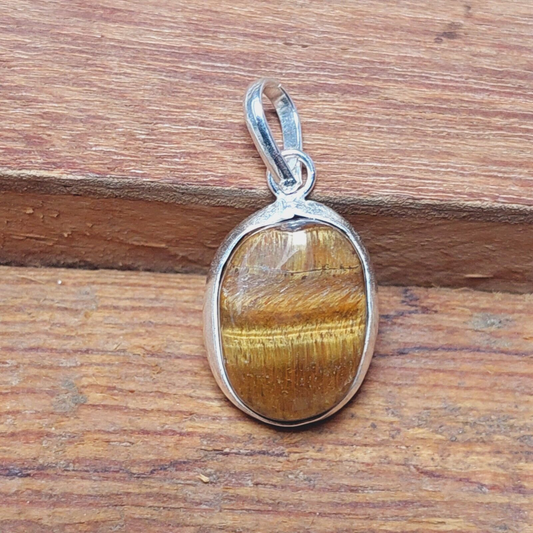 Oval Tiger Eye Pendant Necklace 925 Sterling Silver Necklaces Birthday Gift