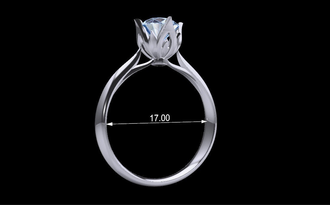 Moissanite Round Cut Rose Ring Bezel Setting Silver Ring Gift For Women US5-15