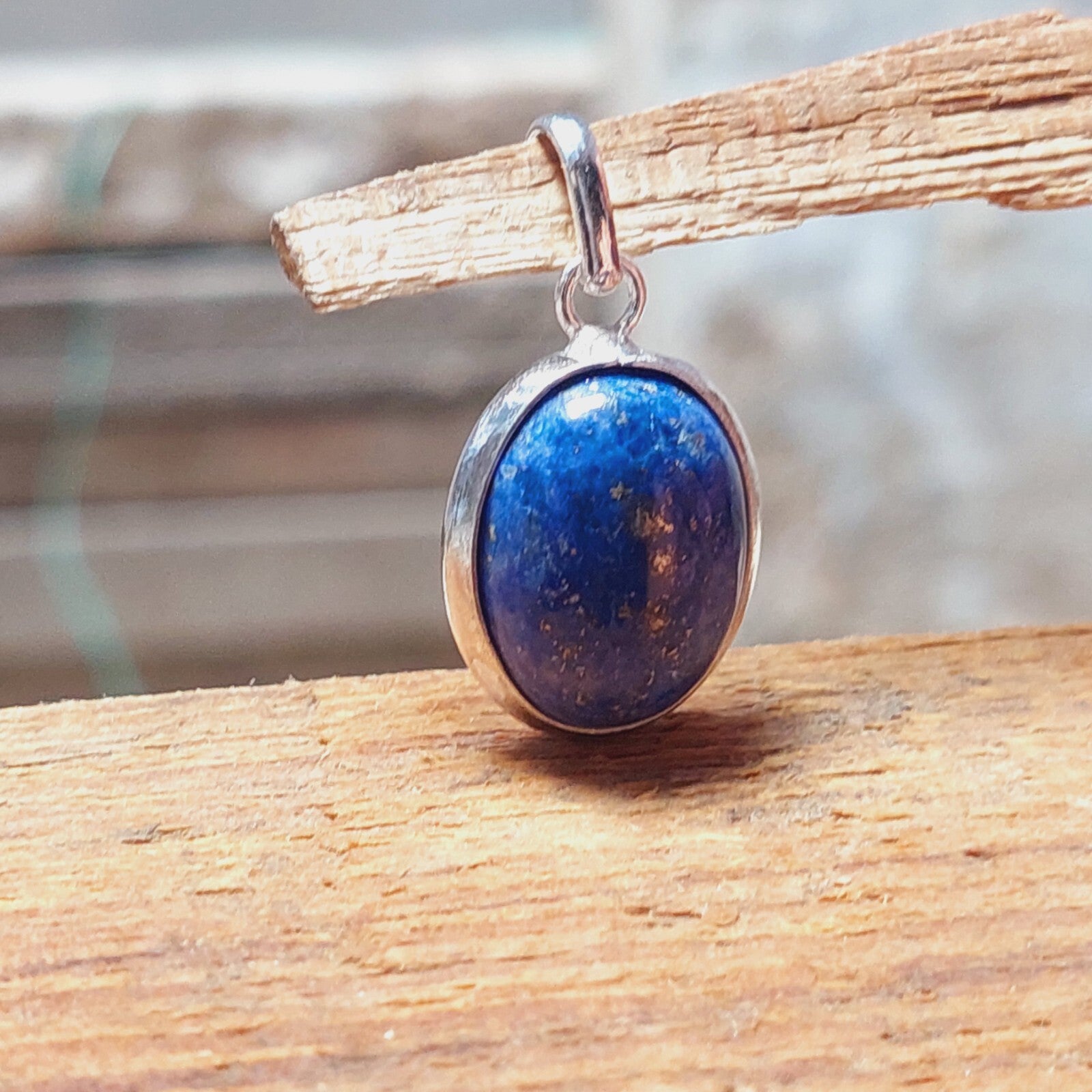 925 Sterling Silver Ovel Blue Lapis Lazuli Pendant,Women Pedant Gift For Her