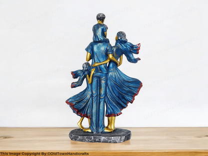 Resin Family Showpiece Blue Home Decor Accent Gift for Living Room Bed Room