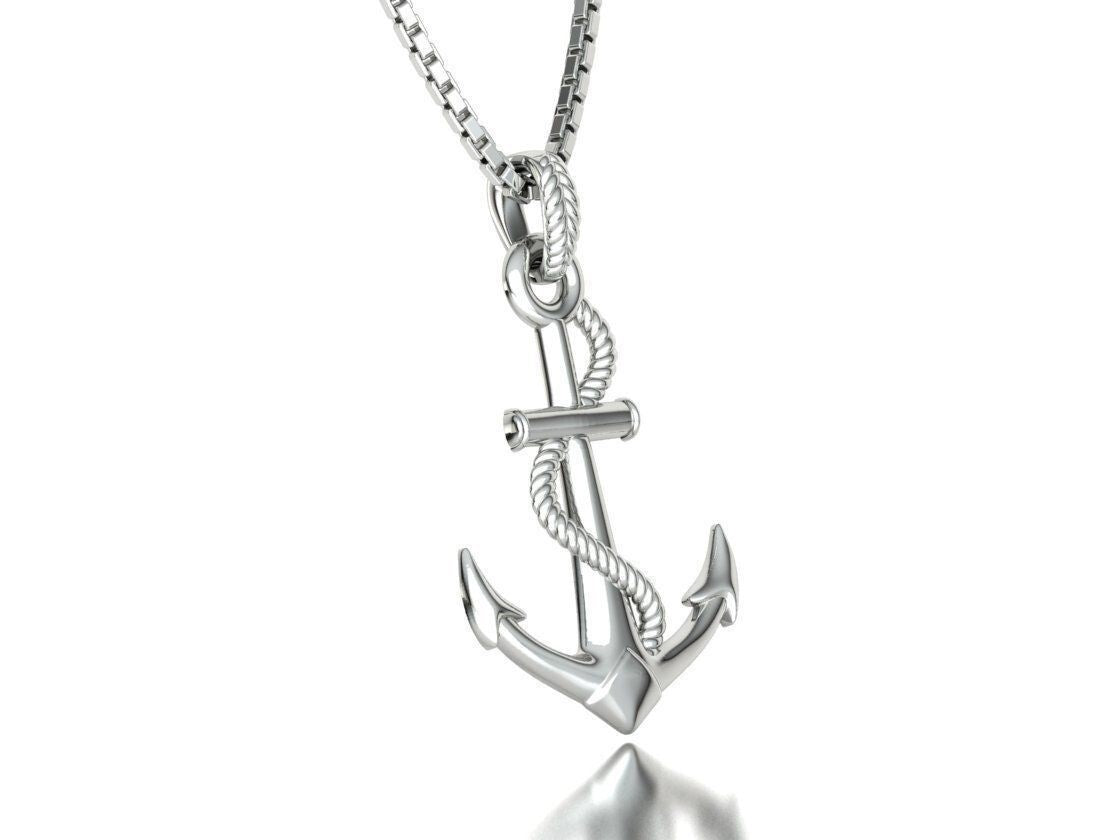 925 Silver Nautical Anchor Pendant Anchor And Rope Necklace For Men Women Gift