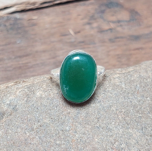 Handmade Oval Green Onyx Ring,Green Statement Ring,925 Sterling Silver Jewelry