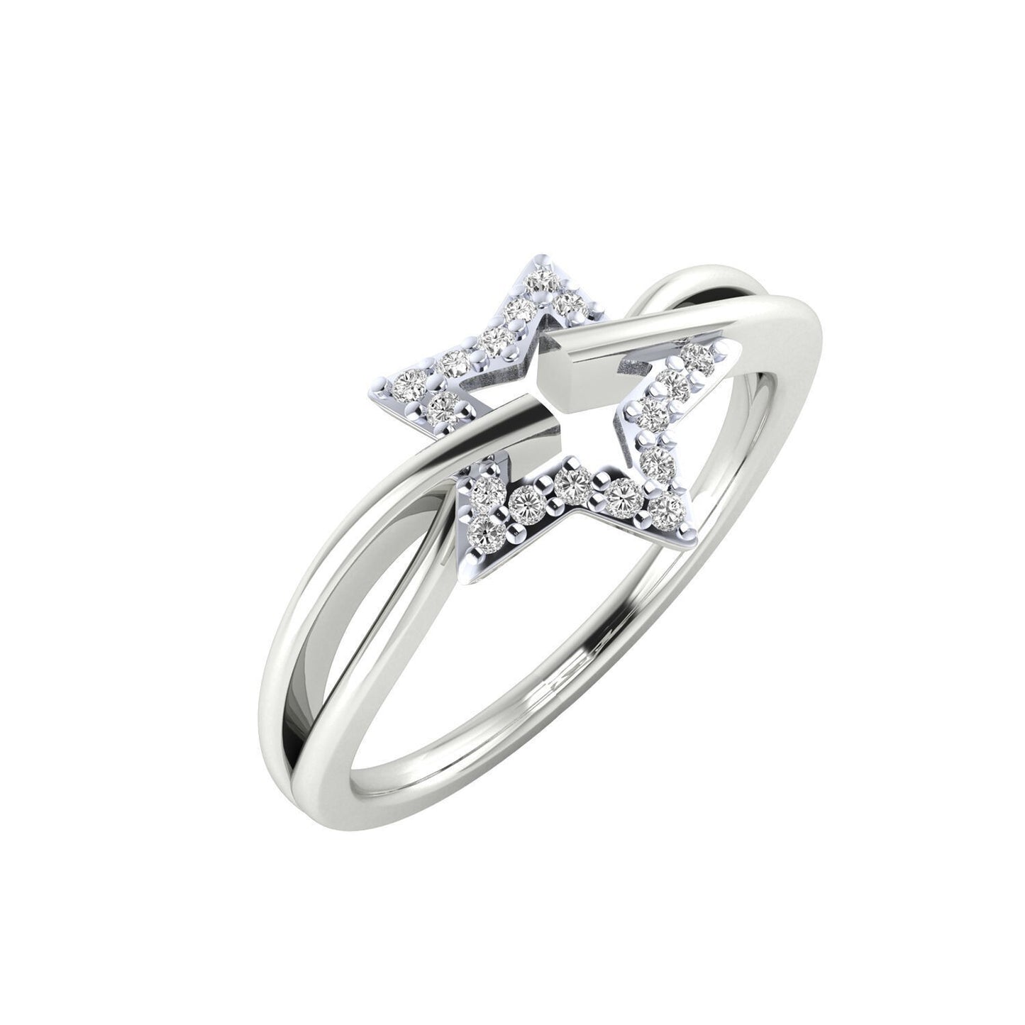 Prong Setting CZ Round Semi Mount Star Wedding Ring Us5~ 15 Bypass Promise  Ring
