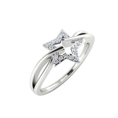 Prong Setting CZ Round Semi Mount Star Wedding Ring Us5~ 15 Bypass Promise  Ring