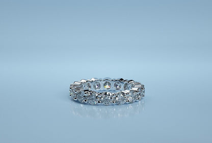 925 Silver CZ Round Eternity Bridal Wedding Band Skinny Ring Women Gift US5-15