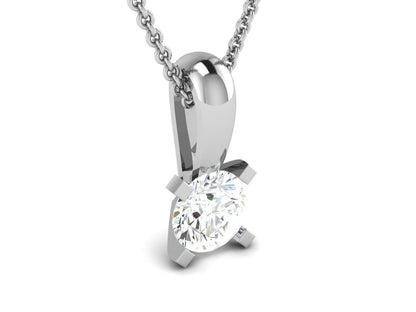 Silver Round Cut Solitaire Cubic CZ Pendant AAA CZ Round Single Necklace Women