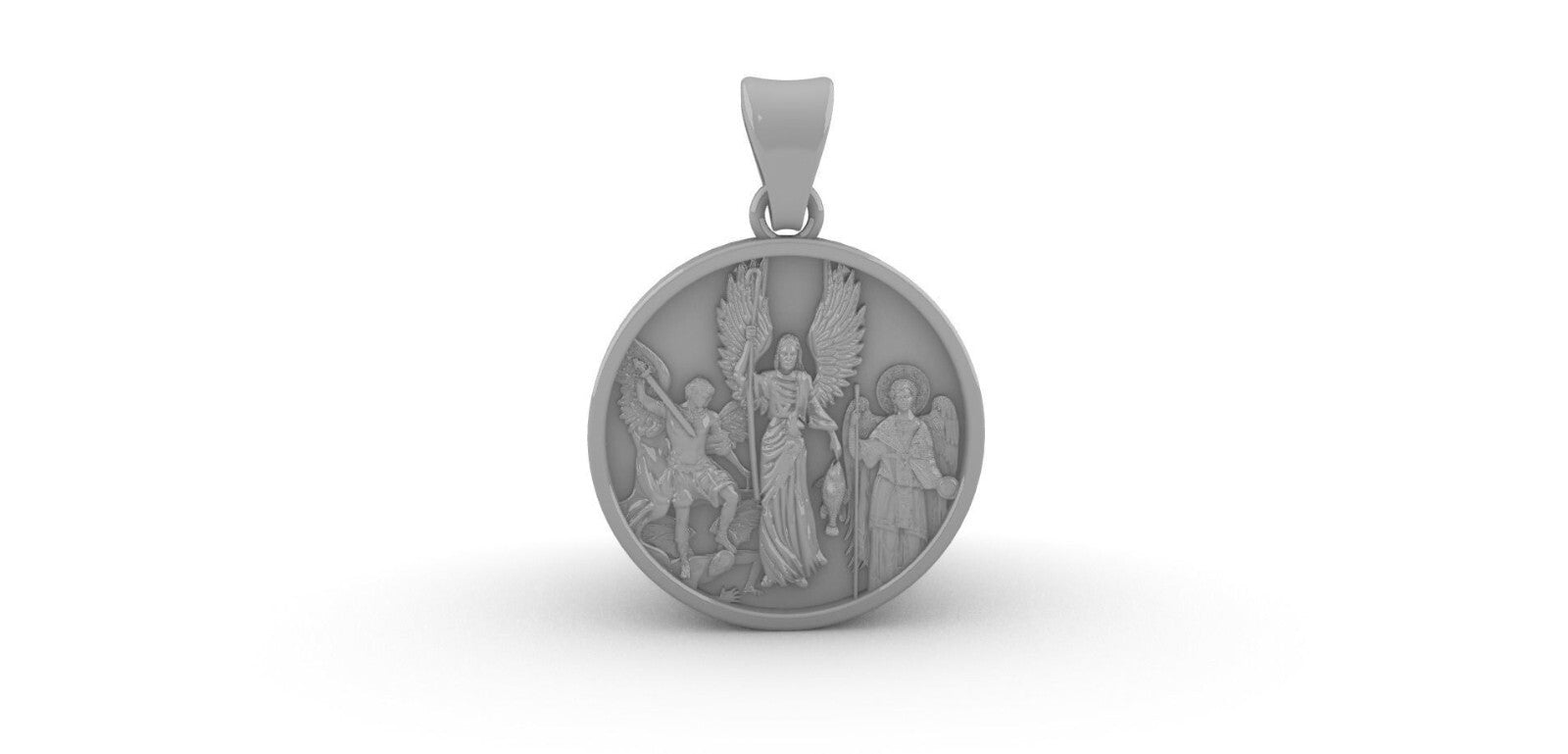 925 Sterling Silver San Miguel Archangel Medal Pendant Women Men Necklace